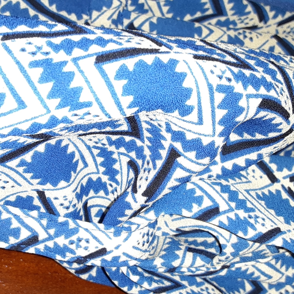 Mauve Sz Large Drawl String Geometric Print Dress… - image 5